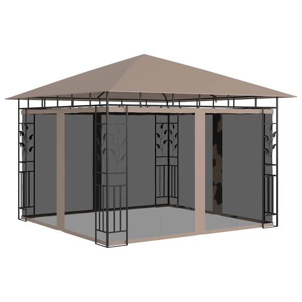 vidaXL Altánok so sieťou proti komárom 3x3x2,73 m sivohnedý 180 g/㎡