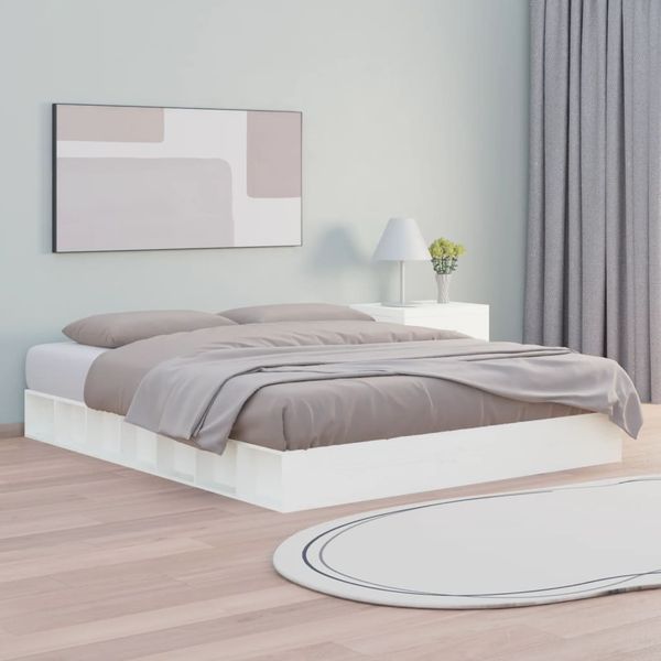 vidaXL Posteľný rám biely 150x200 cm King masívne drevo