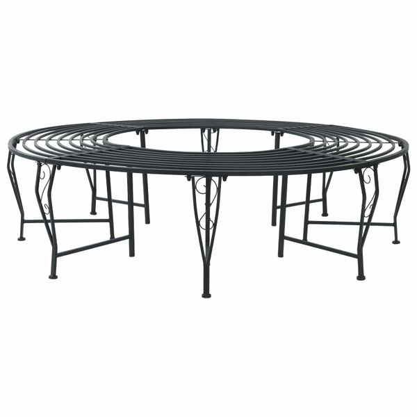 vidaXL Stromová lavička 8-Počet miest Ø 160 x 44 cm Oceľ Čierna