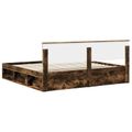 vidaXL Rám postele Dymová dub 200 x 200 cm Masívne borovicové drevo
