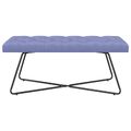 vidaXL Lavica s gombíkovým prešívaním Modrá džínovina 110 x 40 x 46 cm