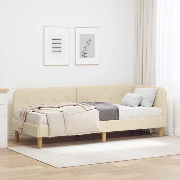 vidaXL Rohový rám postele Krémová 80 x 200 cm látka