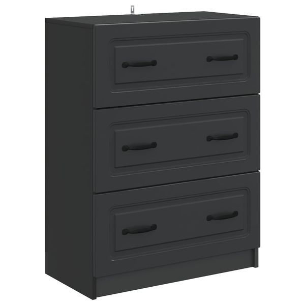 vidaXL Zásuvkový kabinet Čierna 66 x 34,5 x 87 cm Kompozitné drevo