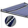 vidaXL Ručne zaťahovacia markíza s LED 300x250 cm modro-biela