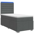 vidaXL LED boxspring posteľ s matracom Tmavosivá 80 x 200 cm Látka