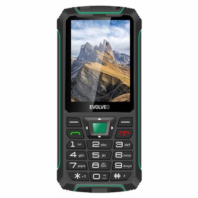 EVOLVEO StrongPhone W4, IP68 odolný Dual SIM telefón, 2,8'' LCD, 2500mAh, Powerbanka, čierno-zelený