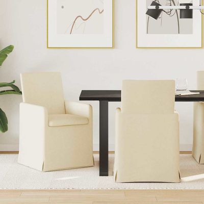 vidaXL Jedálenské stoličky 2 pcs Krémová 57 x 67 x 95 cm látka