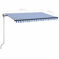 vidaXL Automatická markíza, LED a senzor vetra 300x250 cm, modrá/biela