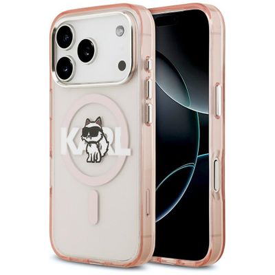 Puzdro Karl Lagerfeld pre iPhone 17 Pro 6,3" IML Choupette Sketch Logo MagSafe ružové
