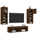 vidaXL 6-dielne TV nástenné skrinky s LED hnedý dub kompozitné drevo
