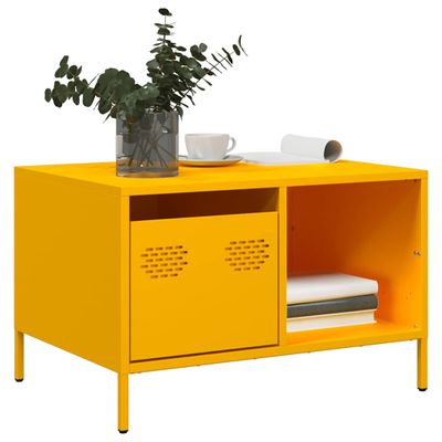 vidaXL Konferenčný stolík horčicovožltý 68,5x50x43,5 cm oceľ