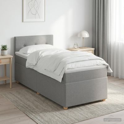 vidaXL Posteľ s boxspringom a matracom a LED Svetlosivá 90 x 190 cm