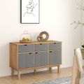 vidaXL Komoda OTTA, hnedo sivá 114x43x73,5 cm, borovicový masív