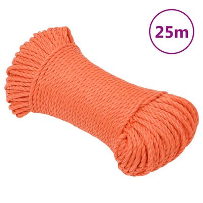 vidaXL Pracovné lano oranžové 8 mm 25 m polypropylén