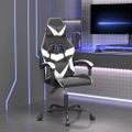 vidaXL Otočná herná stolička čierna a biela umelá koža
