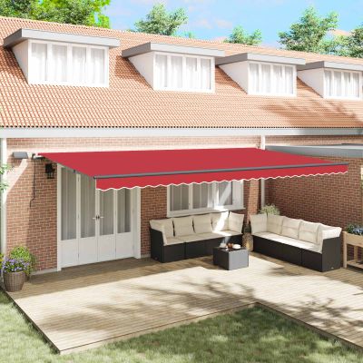 vidaXL Sklopná markíza Červená 600 × 350 cm Tkanina a hliník
