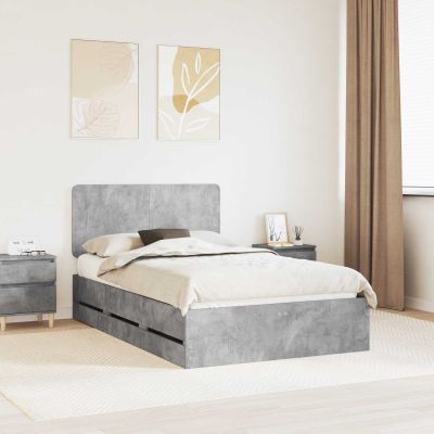 vidaXL Rám postele Betónová šedá 135 x 190 cm Inžinierske drevo