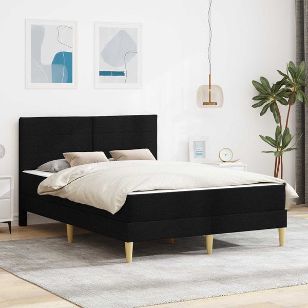 vidaXL Rám postele Čierny 140 x 190 cm Polyester