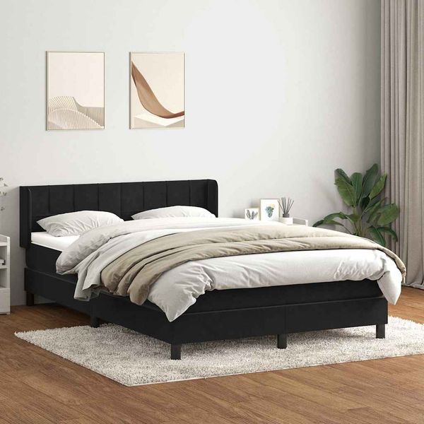 vidaXL Box Spring Posteľ s matracom Čierna 140x220 cm Zamat