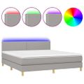 vidaXL Posteľ boxsping s matracom a LED bledosivá 180x200 cm látka