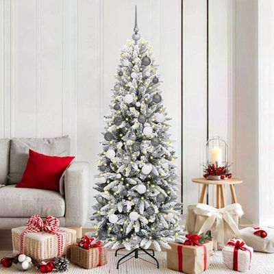 vidaXL Umelý vianočný stromček Biela 180 cm PVC a plast a oceľ a PE
