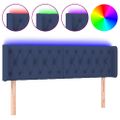 vidaXL Čelo postele s LED modré 163x16x78/88 cm látka