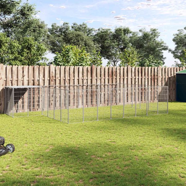 vidaXL Koterec pre psy strieborný 15,73 m² oceľ
