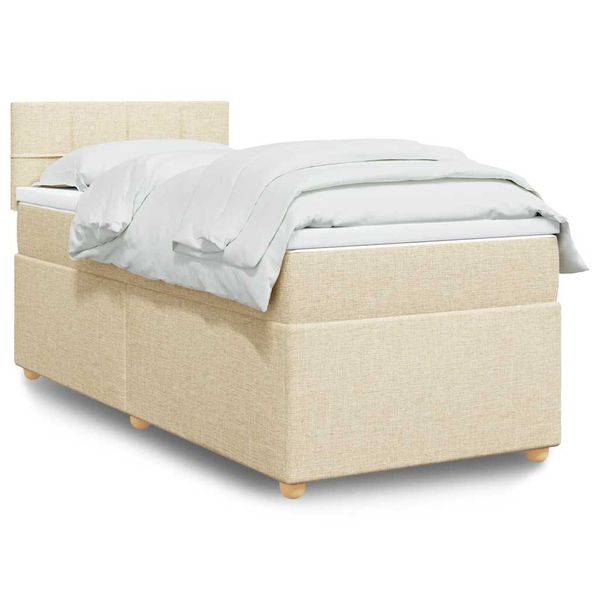 vidaXL Posteľný rám boxsping s matracom krémový 80x200 cm látka
