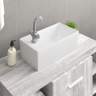 vidaXL Umývadlo biele 48x25x15 cm keramické