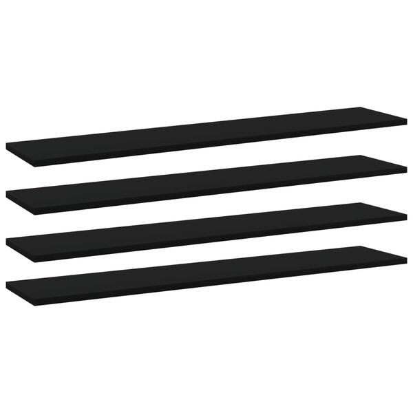 vidaXL Prídavné police 4 ks, čierne 100x20x1,5 cm, drevotrieska