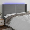 vidaXL Čelo postele s LED tmavosivé 183x16x118/128 cm látka