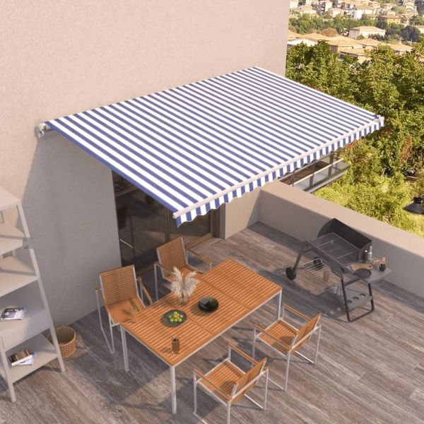 vidaXL Ručne zaťahovacia markíza 500x350 cm modro-biela