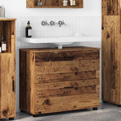 vidaXL Kúpeľňová skriňa so zásuvkou Staré drevo 76,5 x 35 x 64 cm