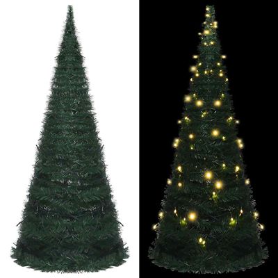 vidaXL Rozkladací osvetlený umelý vianočný stromček, zelený 150 cm
