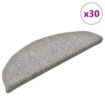 vidaXL Schodové rohože 30 ks 56x17x3 cm svetlosivé polkruhové