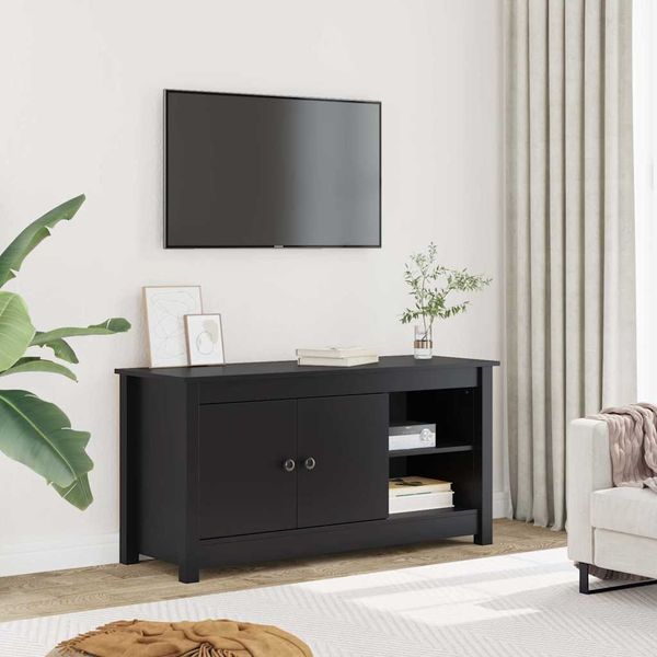 vidaXL TV skrinka čierna 103x36,5x52 cm masívna borovica