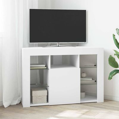 vidaXL Rohový LED TV kabinet 100x40x68cm Biela Kompozitné drevo