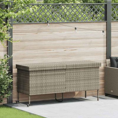 vidaXL Záhradný úložný box s kolieskami, svetlosivý 160x55x75 cm, polyratan