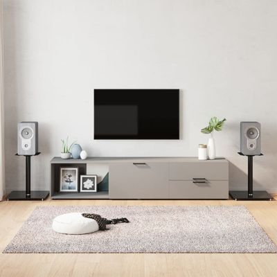 vidaXL Stojany na reproduktory 2 ks čierne tvrdené sklo 1-stĺpové