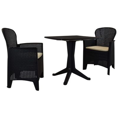 vidaXL 3-dielna bistro súprava, plast ratan, antracitová