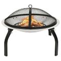 vidaXL 2 v 1 ohnisko s grilom a kutáčom 56x56x49 cm nehrdzavejúca oceľ