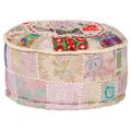 vidaXL Patchwork taburetka z bavlny okrúhla 40x20 cm béžová
