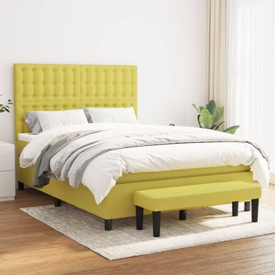 vidaXL Boxspring posteľ s matracom svetlozelená 140x190 cm látka