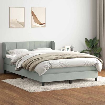 vidaXL Posteľný rám boxsping s matracom bledosivý 160x210 cm zamat