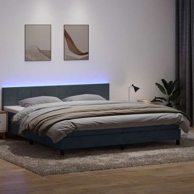 vidaXL Posteľný rám boxspring s matracom a LED tmavosivý 180x210 cm zamat
