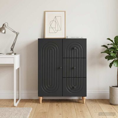 vidaXL Servírovacia skriňa Čierna 66 x 34,5 x 90 cm Kompozitné drevo