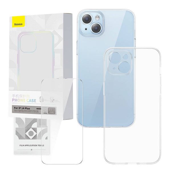 Priehľadný obal a sada tvrdeného skla Baseus Corning pre iPhone 14 Plus