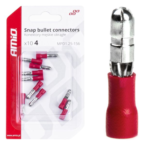Elektrický konektor – kolík valcový 4mm 0.5-1.5mm2 10A 10 ks