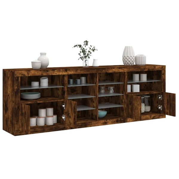vidaXL Komoda s LED svetlami dymový dub 202x37x67 cm