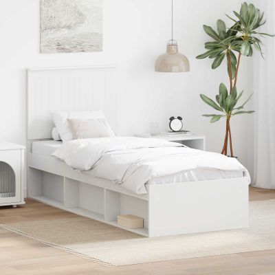 vidaXL Rám postele Biela 75 x 190 cm Masívne borovicové drevo
